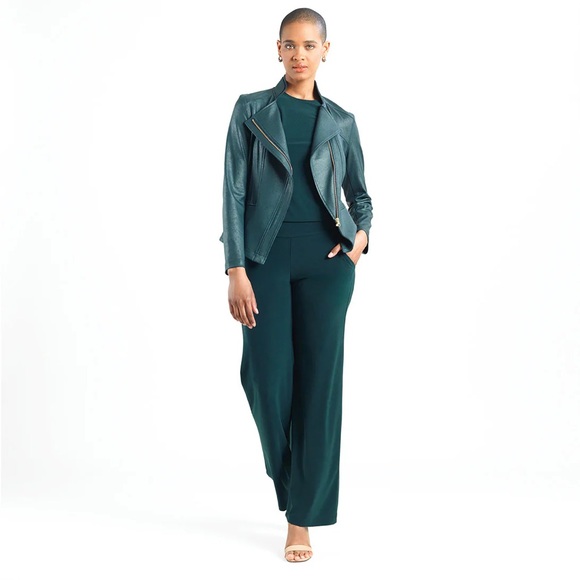 Clara Sunwoo hunter green liquid leather signature jacket Size Small - Picture 9 of 13